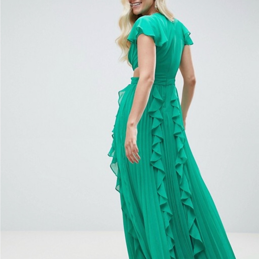 ASOS Vibrant Green Ruffle Maxi Dress